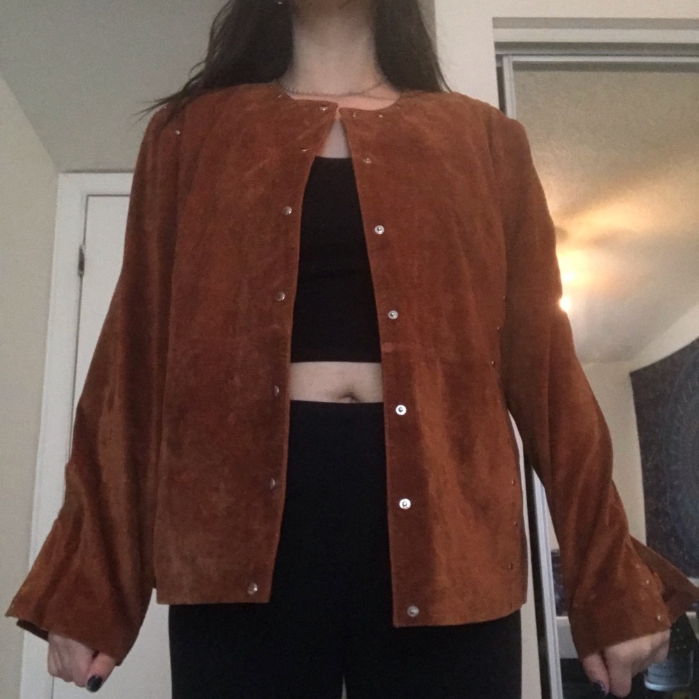 Lavee Brown Suede Studded Jacket